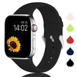 Sichen Replacement Strap Compatible with Apple Watch Strap 40mm 38mm, Soft Silicone Sports Wrist Bands for Apple Watch SE/iWatch Series 6/5/4/3/2/1, 38mm/40mm-S/M,Black