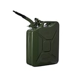Oxid7® Bidon à carburant 20 litres en métal olive incl. bec verseur | Convient pour l'essence, le diesel & le bioéthanol | Bidon à essence 20L avec homologation UN & type de construction testé