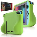 Orzly Grip Case for Nintendo Switch - Protective Back Cover for Nintendo Switch (NOT OLED MODEL) in Handheld Gamepad Mode with Built in Comfort Padded Hand Grips - Green