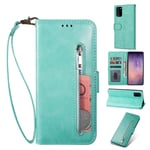 Samsung Galaxy Note 20 Ultra / 5G - Läderfodral plånboksfodral Yttre ficka med dragkedja Grön