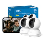 Tapo Pan/Tilt Smart Security Camera, Baby Monitor, Indoor CCTV, 360° Rotational Views, Works with Alexa&Google Home, 1080p, 2-Way Audio, Night Vision, SD Storage, Device Sharing, 2pack (Tapo C200P2)