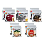 Tassimo Coffee Latte Variety Selection - Costa Latte/L'Or Latte Macchiato/Jacobs Latte Macchiato/Chai Latte/Gevalia Latte Macchiato Coffee Pods - 10 Packs (80 Drinks)