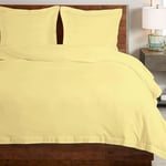 Pizuna Coton peigné Ensemble de Housse de Couette 200x200 cm 2 Personnes Jaune Doux, 100% Coton Longue Tige 400 Fils Armure Satin, Housse de Couette de Luxe avec Fermeture à Boutons Jaune Doux