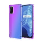 GOGME Case for Realme 7 5G(Not for Realme 7 4G) Case, Gradient Color Ultra-Slim Crystal Clear Anti Smudge Silicone Soft Shockproof TPU + Reinforced Corners Protection Phone Cover (Purple/Blue)