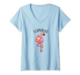 Womens Flamin-go Funny Flamingo Pun V-Neck T-Shirt