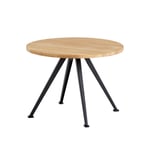 HAY - Pyramid Coffee Table 51 - Black Base - Oiled Oak - Ø60 x H44 cm - Träfärgad - Soffbord - Metall/Trä