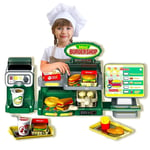 Kids 35Pc Burger shop Toy Set Role Play Pizza store Cash Register Coffee Machine