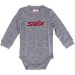 Swix RaceX Merino Body Baby Light Grey Melange/Swix Red, 74/80