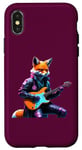 Coque pour iPhone X/XS Renard jouant de la guitare Rock Musicien Band Guitariste Amoureux de musique