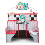 Melissa & Doug Star Diner Restaurant Playset | Pretend Play Café and Kitchen | Wooden Toy Shop| Double sided Kitchen and Restaurant | Role Play Toy| 3+ | Gift for Boy or Girl