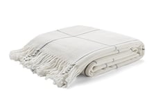 Arus Highlands Collection Tartan Plaid Design Queen Size Throw Blanket Off-White 60" X 80"