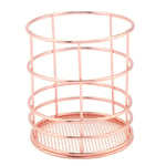 Jadeshay Storage Basket - Wire Basket Rose Gold Iron Storage Basket Organizer Storage Holder for Desktop Decor, Kitchen Utensils(A)