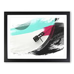 Turntable Record Vinyl Player V2 Modern Framed Wall Art Print, Ready to Hang Picture for Living Room Bedroom Home Office Décor, Black A2 (64 x 46 cm)
