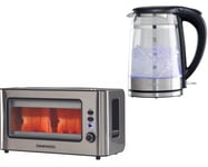 Daewoo Eco Cool Touch Glass Kettle & 2 Slice Glass Toaster Matching Set