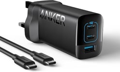 67W USB C Plug, Anker 335 Fast Charger, 3-Port, 5 Ft USB-C to C Cable Included