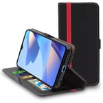 Ebeststar - Coque Oppo A16, A16s Nfc Etui Portefeuille Pu Cuir Porte-Cartes, Noir / Rouge [Dimensions Precises Smartphone : 163.8 X 75.6 X 8.4 Mm, Écran 6.5'']
