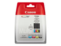 Canon CLI-551 C/M/Y/BK Multipack - Pack de 4 - 7 ml - noir, jaune, cyan, magenta - originale - couleur (cyan, magenta, jaune, noir) - coque avec sécurité - réservoir d'encre - pour PIXMA iP8750...