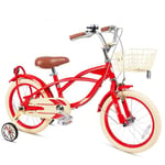 M-YN Boys Girls Kids Bike with Training Wheels and Basket for 14 16 18 inch Bike Quick-Adjust Seat, Push Handle for Easy Steering (Color : Red, Size : 16inch)