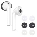 Silicone Antislip Earphone Ear Tips Buds Cover Compatible With Apple AirPods 1 & 2 Earpods Case Black White Clear (Black)