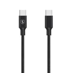 SiGN Cafule USB-C till USB-C Kabel, QC 3.0, USB-C PD, 3A, 1 m - Grå/Svart