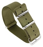 Tiera grönt NATO-armband - blankpolerad stål spänne och ringar 22 mm