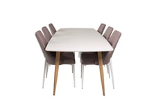 Venture Design Polar & Leone matgrupp Vit/vit 6 st stolar & bord 240 x 100 cm