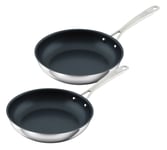 KUHN RIKON Allround Oven-Safe Induction Non-Stick Frying Pan, Set of 2, 24 cm and 28 cm, Stainless Steel, Silver