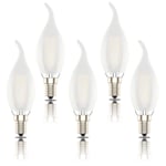 E14 Led Candle Bulbs, Frosted Flame Filament, SES C35 Small Edison Screw Light Bulb, 4W (40W Equivalent),Warm White 2700K, Pack of 5