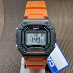 Casio W-218H-4B2 Youth Series Digital Orange Resin Strap Alarm Day Date Watch