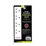 Benross 45320 4-Way Extension Cable / 2 Metre Extension Lead / Surge Protection / Ideal for Home, Office or Garden / 4 UK Plug Sockets / 240V AC, 13 Amps / White Colour Cable