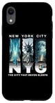 Coque pour iPhone XR New York City Skyline et Liberty Moonlight City ne dort jamais