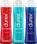Durex Strawberry, Tingling, Feel Lube 100 ml  Sex Lubricant Pack of 3