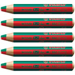 Crayon de couleur - STABILO woody 3in1 duo - lot x 5 crayons de couleurs à mine bicolore - rouge+vert foncé