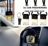 OUD WOOD  SET of x3 BOTTLES  Car Air Freshener Oil Diffuser + AIR VENT CLIP