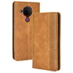 Alamo Retro Folio Case for Nokia 5.4, Premium Leather Cover with Wallet Cash Card Slot - Brown