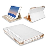 MOFRED® White & Tan Apple iPad Air 2 (Launched 2014) Leather Case-Voted #1 Best iPad Case by"The Daily Telegraph" (iPad Models A1566 A1567)