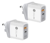 Dkosi USB C Plug, 2 Pack 20W USB C Charger Plug, Type C Fast Charge Wall Plug 2 Ports PD & QC 3.0 Power Adapter Charger Compatible for iPhone 13/13 Pro 12/12 Pro Max/11 XS XR X 8, iPad Pro etc.