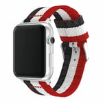 Apple Watch Series 4 40mm stripe style watch band - Black / White / Red