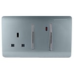 Trendi Artistic Modern Glossy 45 A Cooker Switch & Plug Socket Inc Neon Insert Cool Grey