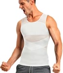 CHUMIAN Débardeur de compression homme maillot de corps gaine ventre plat homme T shirt gainant minceur Sous-vêtements (Blanc, L)