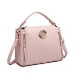 Miss Lulu Women Handbags Pu Leather Casual Travel Ladies Top Handle Crossbody Shoulder Messenger Bag Small Tote Light Golden Hardware (Pink)