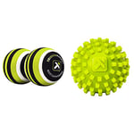 TRIGGERPOINT MB2, Double Massage Ball, Adjustable Length Back Foam Roller, Black and Lime, 9.5 Inch/24 cm & 22, Raised Tips Handle, One Size