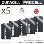 5 Duracell 9V Industrial PROCELL Alkaline Batteries Smoke Alarm LR22 MN1604 BLOC