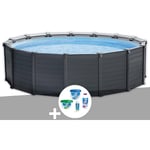 Intex - Kit piscine tubulaire Graphite ronde 4,78 x 1,24 m + Kit traitement au chlore