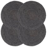 Bordstabletter 4 st mörkgrå 38 cm rund jute