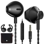 AzukiLife Earphones, Comfortable In Ear Earphones with Stereo Sound Deep Bass, Gaming Earphones with Mic Volume Control, Tangle-Free Sports Earbuds, for Android, Tablet, Laptop, iPhone - Black