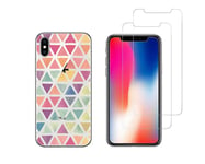 IPHONE 10 IPHONE X - Combo (1 Gel Case Cover+2 Glasses Soaked) - Triangles