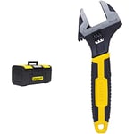 STANLEY DIY Toolbox Storage with 1 Touch Latch, 2 Lid Organisers for Small Parts, 16 Inch & MAXSTEEL Adjustable Wrench 30 x 200 mm Protective Phosphate Finish and Ergonomic Bi Material Handle