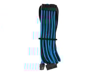 Corsair Premium Individually Sleeved (Type 4, Generation 4) - Strömkabel - 24-Pin Atx (Hona) Till 24-Stifts Atx (20+4) (Hona) - 61 Cm - Svart, Blå