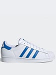 adidas Originals Mens Superstar Trainers - White/Blue, White/Blue, Size 12, Men